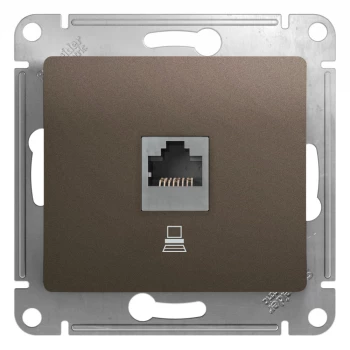 Розетка компьютерная 1-ая кат.5е, RJ-45 (интернет), Шоколад, серия Glossa, Schneider Electric