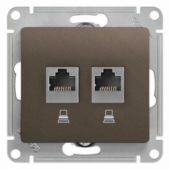 Розетка компьютерная 2-ая кат.5е, RJ-45 (интернет), Шоколад, серия Glossa, Schneider Electric