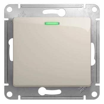 Выключатель 1-клавишный, с подсветкой, Молочный, серия Glossa, Schneider Electric