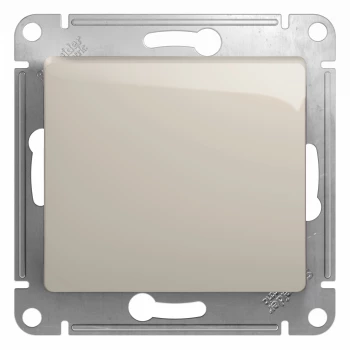 Выключатель 1-клавишный; кнопочный, Молочный, серия Glossa, Schneider Electric