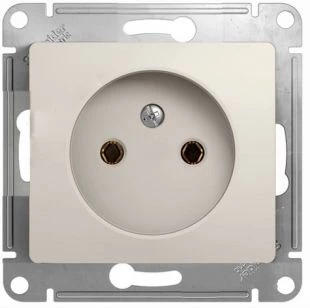 Розетка 1-ая электрическая без заземления, Молочный, серия Glossa, Schneider Electric