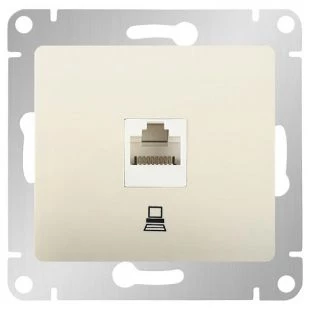 Розетка компьютерная 1-ая кат.5е, RJ-45 (интернет), Молочный, серия Glossa, Schneider Electric