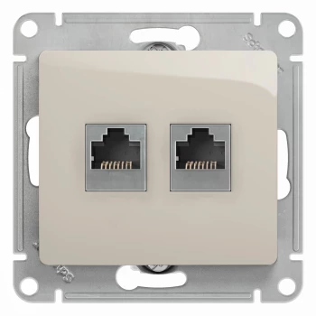 Розетка телефонная+компьютерная RJ-11/RJ-45 кат. 5e, Молочный, серия Glossa, Schneider Electric