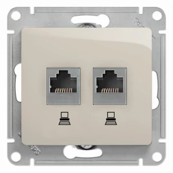 Розетка компьютерная 2-ая кат.5е, RJ-45 (интернет), Молочный, серия Glossa, Schneider Electric