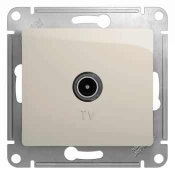 Розетка телевизионная проходная ТV 4 dB, Молочный, серия Glossa, Schneider Electric