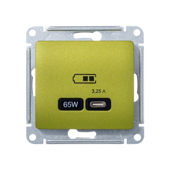 Розетка USB 1-ая Тип С 3200 мA 5V (для подзарядки), Фисташковый, серия Glossa, Schneider Electric