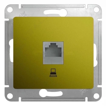 Розетка компьютерная 1-ая кат.5е, RJ-45 (интернет), Фисташковый, серия Glossa, Schneider Electric