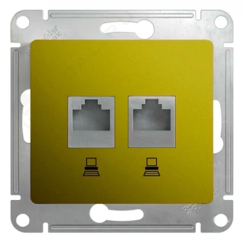 Розетка компьютерная 2-ая кат.5е, RJ-45 (интернет), Фисташковый, серия Glossa, Schneider Electric