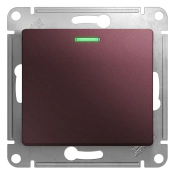 Выключатель 1-клавишный, с подсветкой, Баклажановый, серия Glossa, Schneider Electric