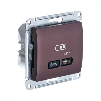 Розетка USB 1-ая Тип С 3200 мA 5V (для подзарядки), Баклажановый, серия Glossa, Schneider Electric
