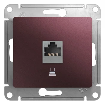 Розетка компьютерная 1-ая кат.5е, RJ-45 (интернет), Баклажановый, серия Glossa, Schneider Electric