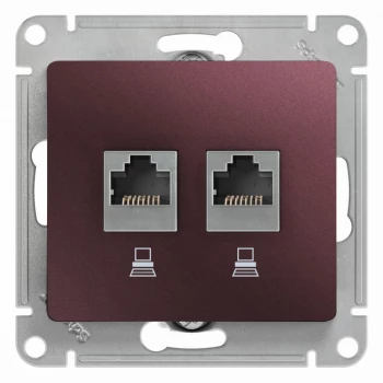 Розетка компьютерная 2-ая кат.5е, RJ-45 (интернет), Баклажановый, серия Glossa, Schneider Electric