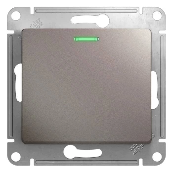 Выключатель 1-клавишный, с подсветкой, Платина, серия Glossa, Schneider Electric
