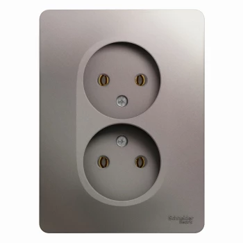 Розетка 2-ая электрическая без заземления (в сборе), Платина, серия Glossa, Schneider Electric