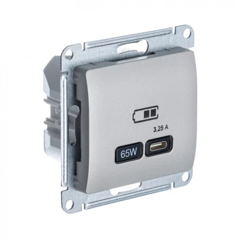 Розетка USB 1-ая Тип С 3200 мA 5V (для подзарядки), Платина, серия Glossa, Schneider Electric