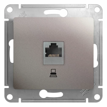 Розетка компьютерная 1-ая кат.5е, RJ-45 (интернет), Платина, серия Glossa, Schneider Electric