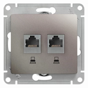 Розетка компьютерная 2-ая кат.5е, RJ-45 (интернет), Платина, серия Glossa, Schneider Electric