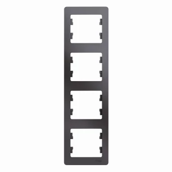 Рамка 4-ая (четверная) вертикальная, Графит, серия Glossa, Schneider Electric