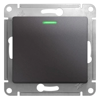Выключатель 1-клавишный, с подсветкой, Графит, серия Glossa, Schneider Electric