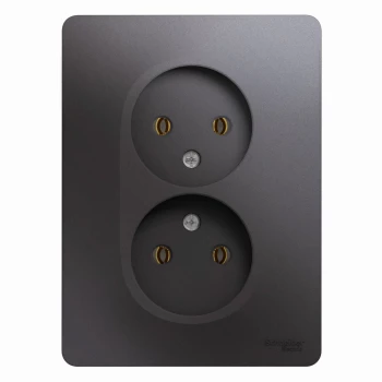 Розетка 2-ая электрическая без заземления (в сборе), Графит, серия Glossa, Schneider Electric