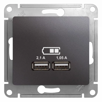 Розетка USB 2-ая (для подзарядки), Графит, серия Glossa, Schneider Electric