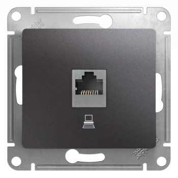 Розетка компьютерная 1-ая кат.5е, RJ-45 (интернет), Графит, серия Glossa, Schneider Electric
