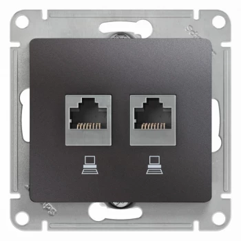 Розетка компьютерная 2-ая кат.5е, RJ-45 (интернет), Графит, серия Glossa, Schneider Electric