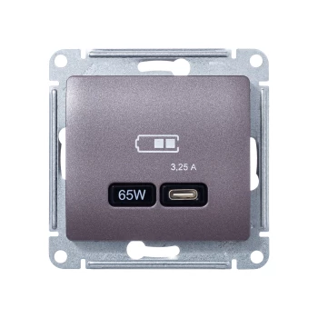 Розетка USB 1-ая Тип С 3200 мA 5V (для подзарядки), Сиреневый туман, серия Glossa, Schneider Electric