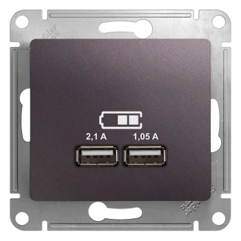 Розетка USB 2-ая (для подзарядки), Сиреневый туман, серия Glossa, Schneider Electric