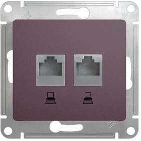 Розетка компьютерная 2-ая кат.5е, RJ-45 (интернет), Сиреневый туман, серия Glossa, Schneider Electric