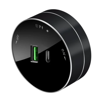 Розетка 2хUSB (тип А+С) 18Вт, 5В/3А (круглая), Антрацит, серия MultiTrack, Systeme Electric