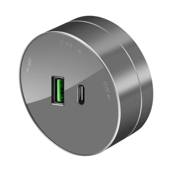 Розетка 2хUSB (тип А+С) 18Вт, 5В/3А (круглая), Графит, серия MultiTrack, Systeme Electric