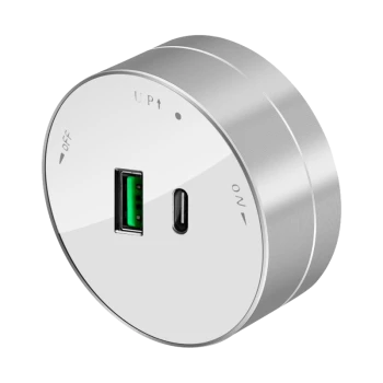 Розетка 2хUSB (тип А+С) 18Вт, 5В/3А (круглая), Белый, серия MultiTrack, Systeme Electric
