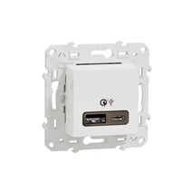 Розетка USB 2-ая Тип А+С, быстрая зарядка, 18Вт, Белый, серия Unica Studio/Pure, Schneider Electric