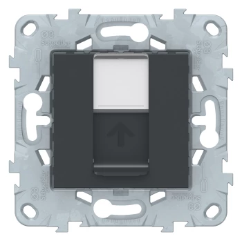 Розетка компьютерная 1-ая кат.5е, RJ-45 (интернет), Антрацит, серия Unica New, Schneider Electric