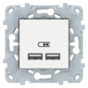 Розетка USB 2-ая (для подзарядки), Белый, серия Unica New, Schneider Electric
