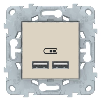 Розетка USB 2-ая (для подзарядки), Бежевый, серия Unica New, Schneider Electric