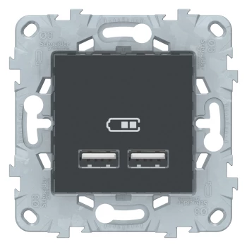 Розетка USB 2-ая (для подзарядки), Антрацит, серия Unica New, Schneider Electric