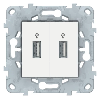 Розетка USB 2-ая, Белый, серия Unica New, Schneider Electric
