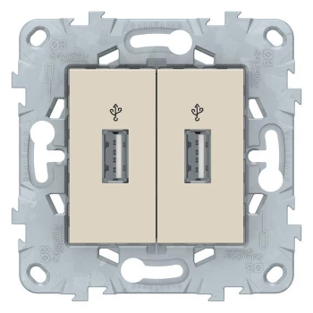 Розетка USB 2-ая, Бежевый, серия Unica New, Schneider Electric