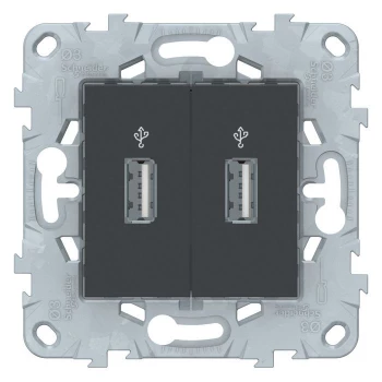Розетка USB 2-ая, Антрацит, серия Unica New, Schneider Electric