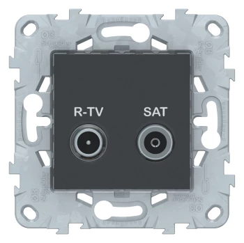 Розетка телевизионная оконечная ТV-SAT, Антрацит, серия Unica New, Schneider Electric