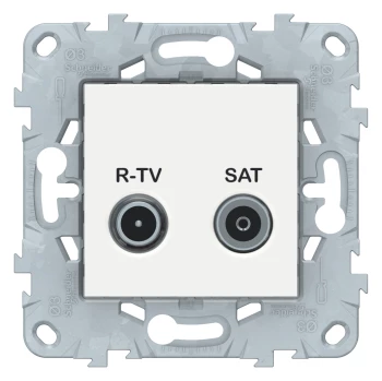 Розетка телевизионная проходная ТV-SAT, Белый, серия Unica New, Schneider Electric