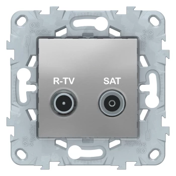 Розетка телевизионная проходная ТV-SAT, Алюминий, серия Unica New, Schneider Electric