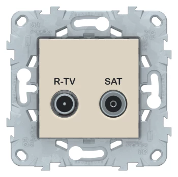 Розетка телевизионная проходная ТV-SAT, Бежевый, серия Unica New, Schneider Electric