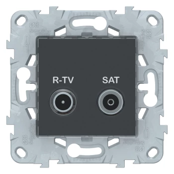 Розетка телевизионная проходная ТV-SAT, Антрацит, серия Unica New, Schneider Electric