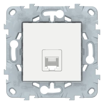 Розетка телефонная 1-ая 4 контакта, RJ-11, Белый, серия Unica New, Schneider Electric