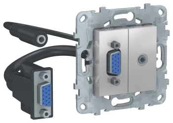 Розетка HD15+Jack 3, 5, Алюминий, серия Unica Studio/Pure, Schneider Electric