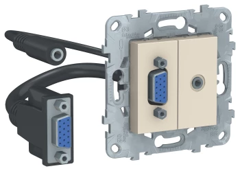 Розетка HD15+Jack 3, 5, Бежевый, серия Unica Studio/Pure, Schneider Electric
