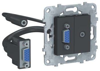 Розетка HD15+Jack 3, 5, Антрацит, серия Unica New, Schneider Electric